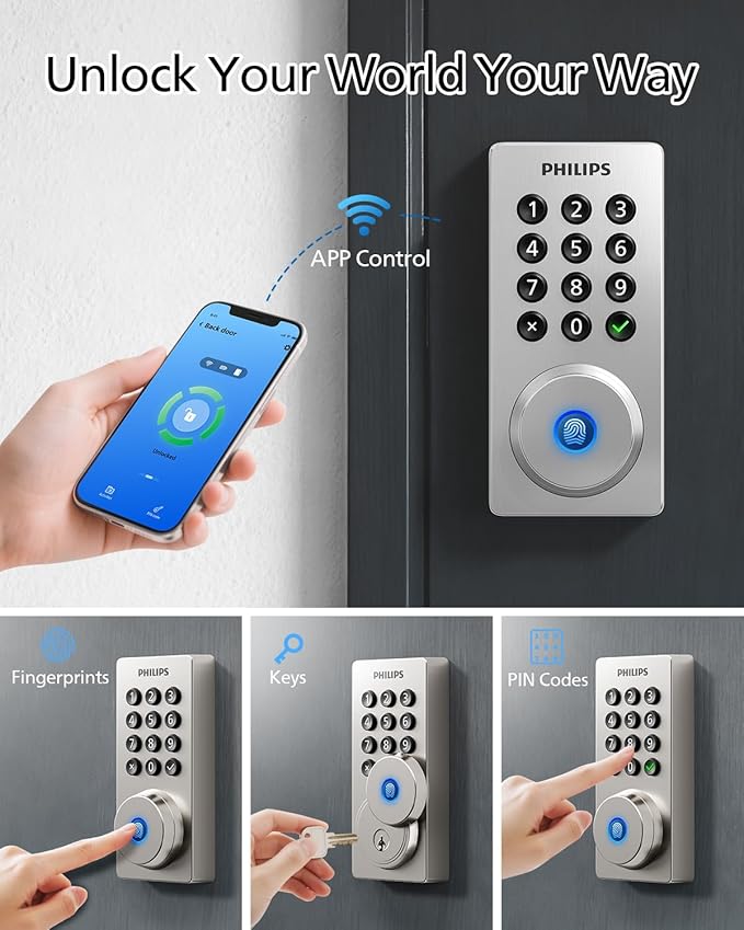 Philips Wi-Fi Door Lock, WiFi Smart Lock Keyless Entry Deadbolt - Image 2