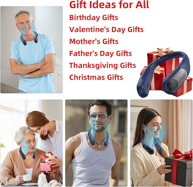 Portable Neck Fan, Personal Wearable Bladeless Fan, LED Display, 6000mAh USB - Image 6