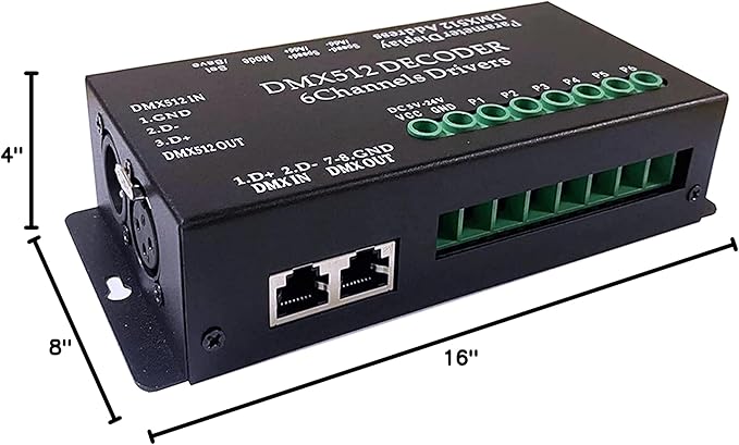 CANRIA DC 5V-24V 6 Channel DMX512 Decoder LED Controller, - Image 7
