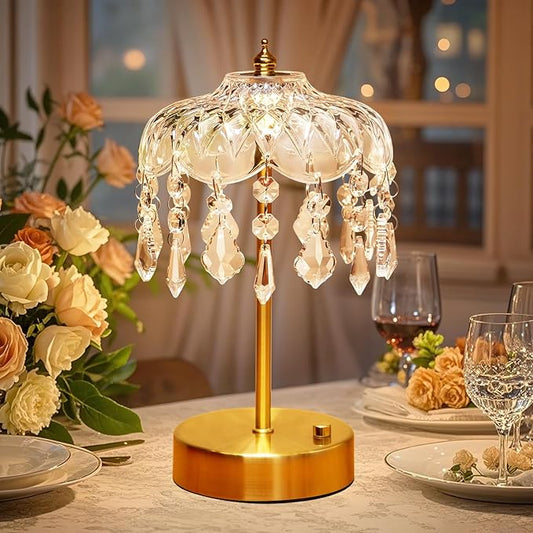 Vintage Lamp, 3 Colors 10 Brightness Crystal Lamp Flower Lamps, 3600mAh by Staryou