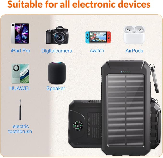 Power Bank Solar Charger 20, Portable Phone Charger, 4 Cables Outdoor - Image 6