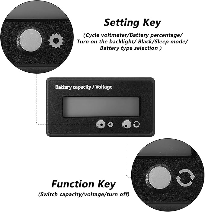 Frienda 2 Pieces Dc 12v 24v 36v 48v 60v 72v 84v Golf Cart Battery Meter - Image 3
