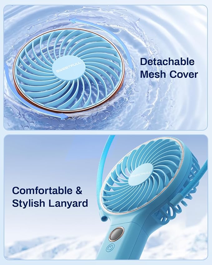 SWEETFULL Handheld Portable Fan, 5000mAh Rechargeable Battery, 6 Speed Wind - Image 8