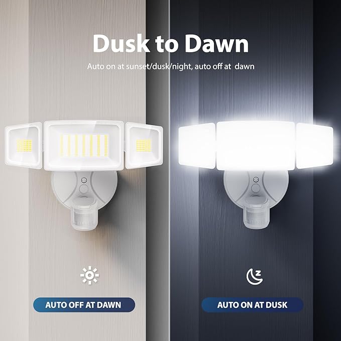 Onforu 2 Pack 75W LED Motion Sensor Outdoor Lights, 7000LM Dusk to Dawn Outdoor - Image 6