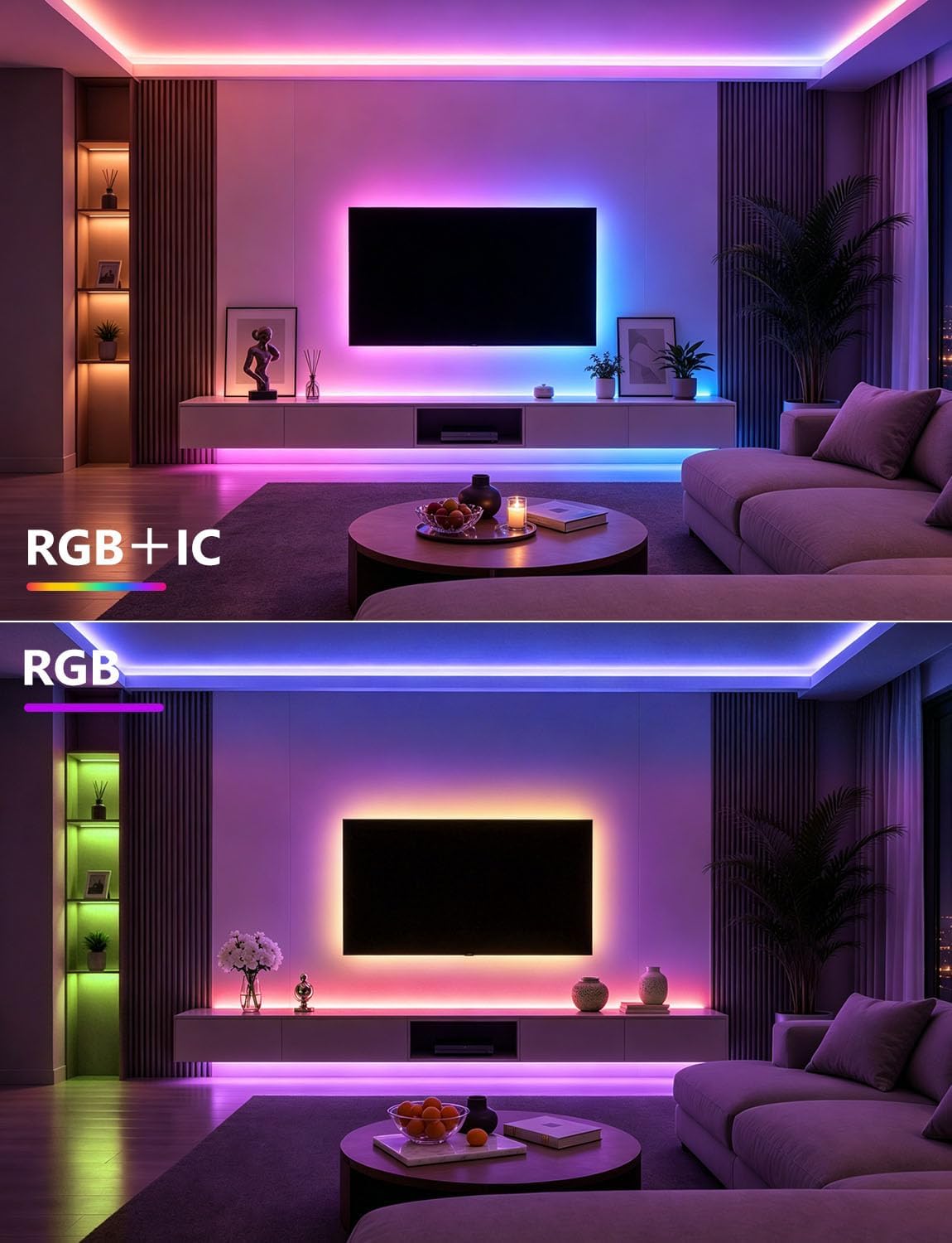 MFWW 100ft RGB+IC LED Strip Lights, LED Lights for Bedroom, Smart Control
