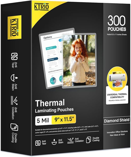 KTRIO 300 Pack Laminating Sheets 5 Mil, Hold 8.5 x 11 Inches Laminate Sheets by KTRIO