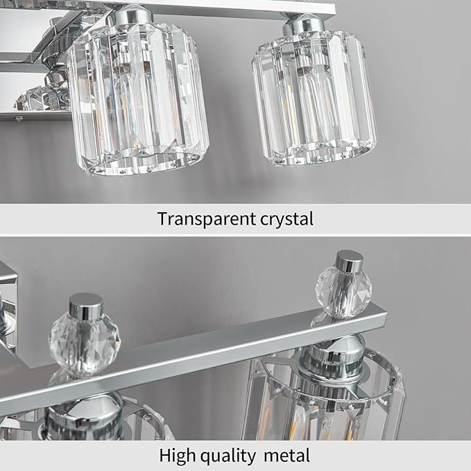 FDPBY Bathroom Vanity Lights 4-Light Chrome Modern Crystal Vanity Light - Image 4