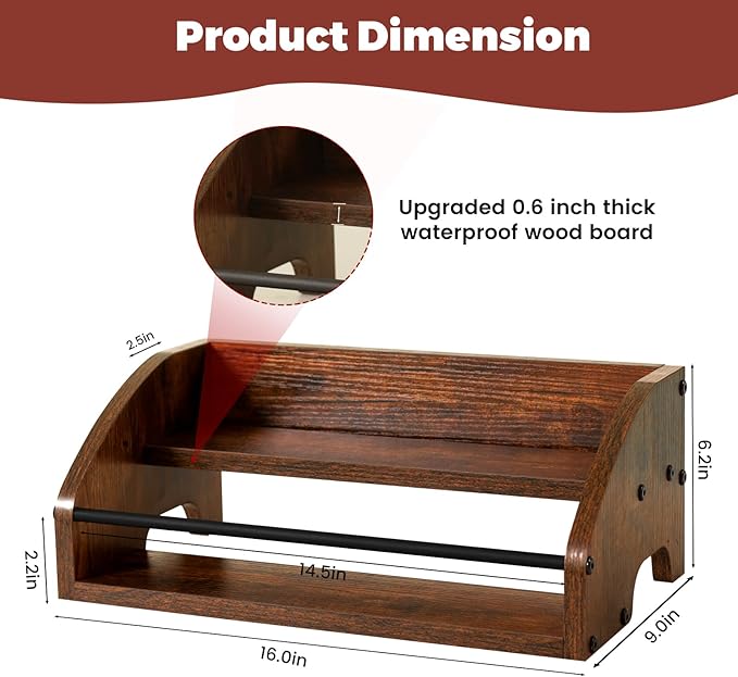 Rustic Wooden Countertop Organizer Brown - Image 4