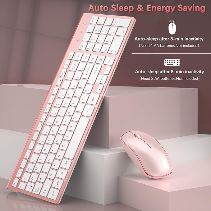 Wireless Keyboard and Mouse, 2.4G Full Size and Portable Wireless Keyboard - Image 3