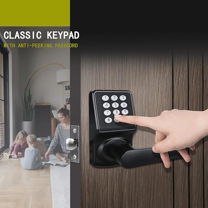Keypad Door Lock with Handle, Digital Door Lock with Keypad Set, Keyless Entry - Image 4