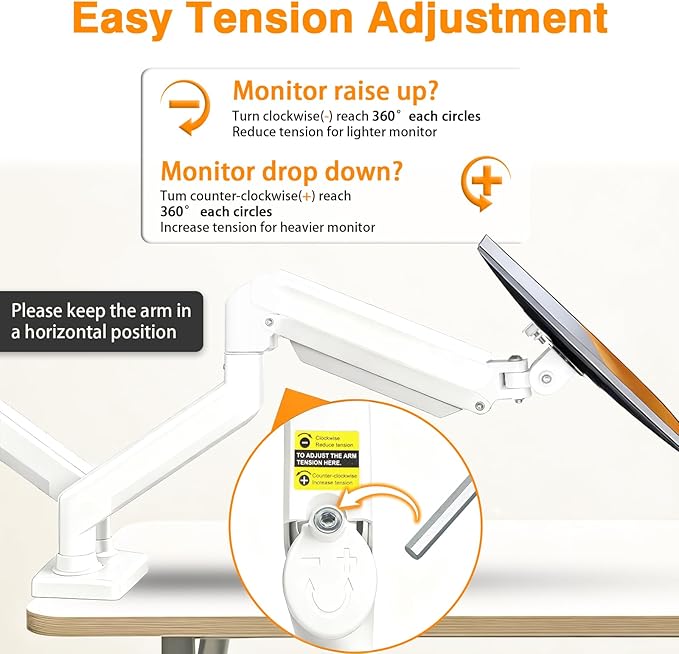 XEVKZO Dual Monitor Arms, Gas Spring Monitor Arms - Image 6
