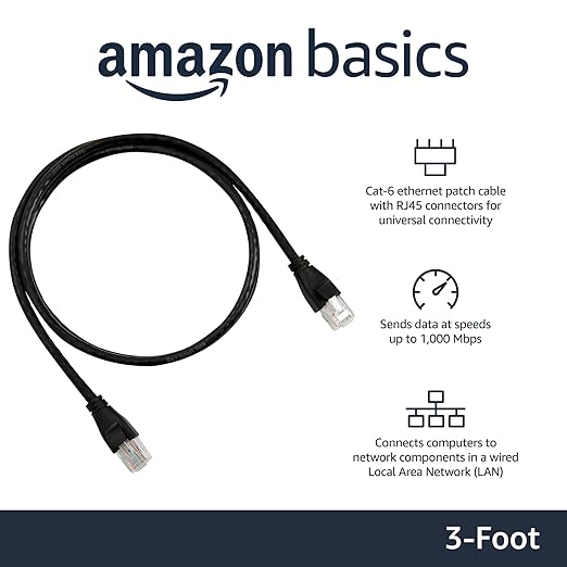 Amazon Basics RJ45 Cat 6 Ethernet Patch Cable, 1Gpbs Transfer Speed, 3 Foot - Image 2