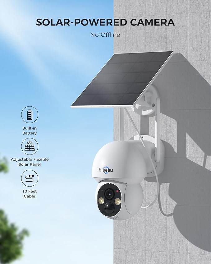 Hiseeu Solar Security Camera Outdoor, 4MP Cameras, Wireless Home Security - Image 2