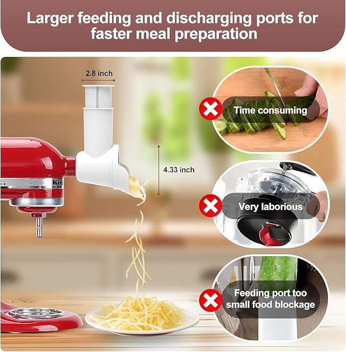 Slicer Shredder Attachments for KitchenAid Stand Mixer Cheese Grater Attachment - Image 2