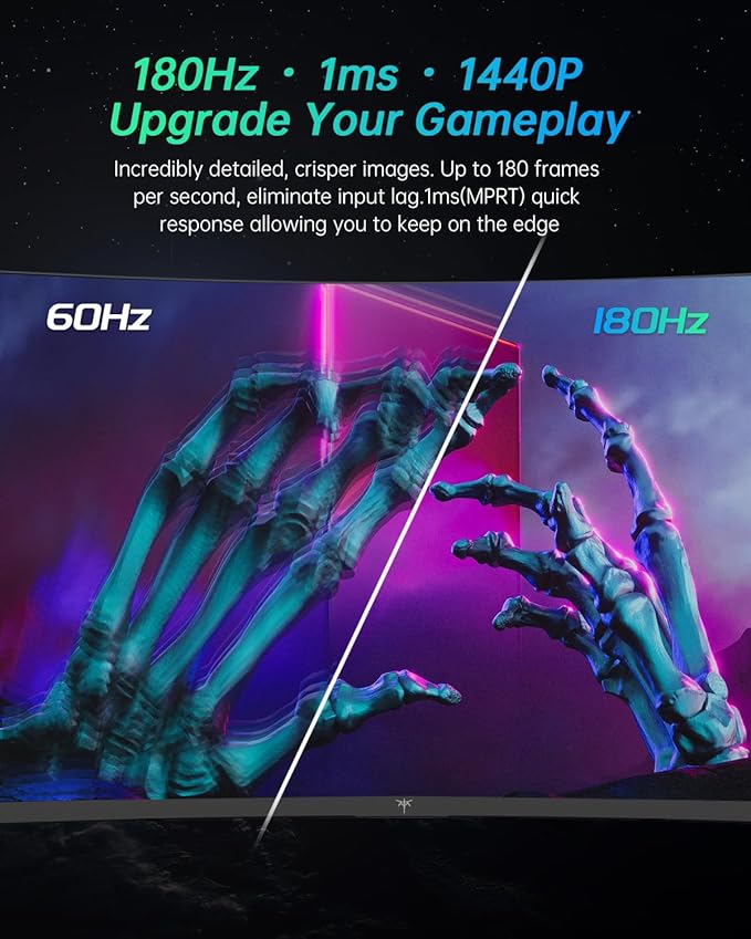 KTC 27 inch Gaming Monitor, 1440P Curved Monitor, FreeSync/G-Sync Compatible - Image 2