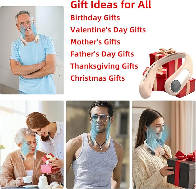 Portable Neck Fan, Personal Wearable Bladeless Fan, LED Display, 6000mAh USB - Image 6