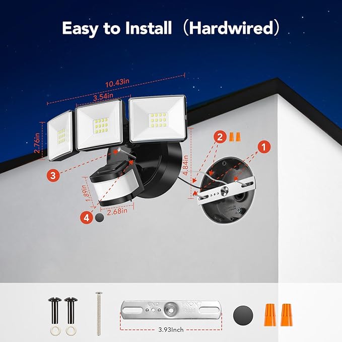 OREiN Motion Sensor Outdoor Flood Light, 26W 3500LM LED Security Light - Image 5