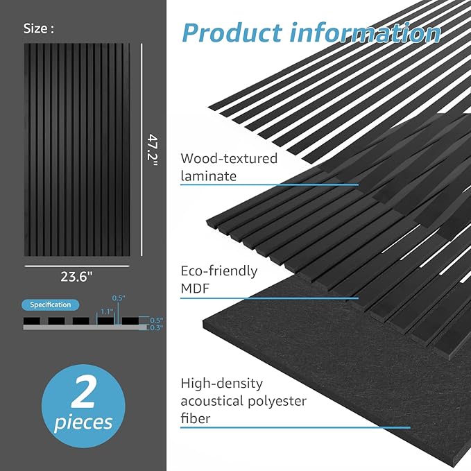 Art3d 2 Wood Slat Acoustic Panels - Image 4