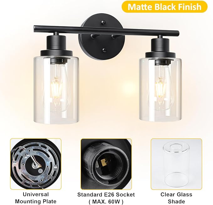 Unicozin 2 Light Vanity Lights, Bathroom Light Fixtures, Wall Lights - Image 5