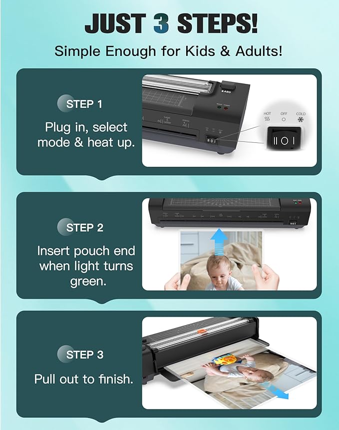 13 Inch Laminator Machine with Auto Paper Feed, Never Jam A3 Thermal & Cold - Image 6