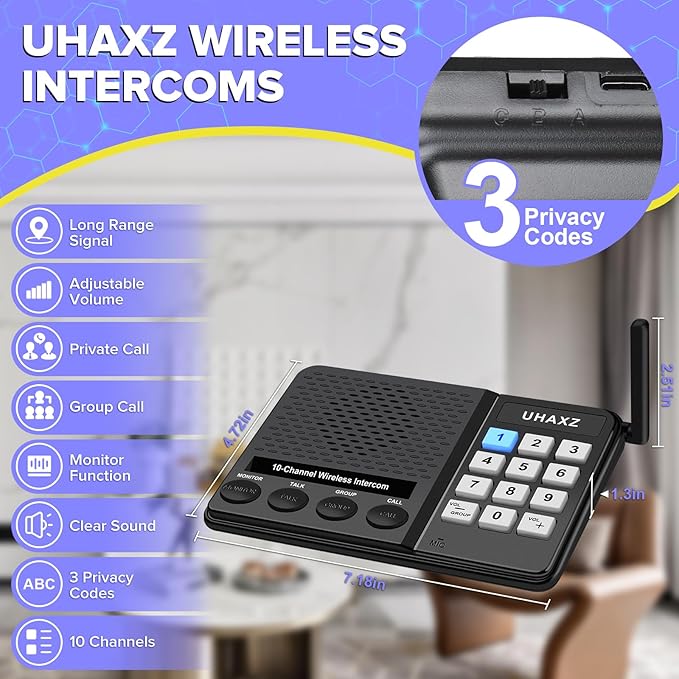 UHAXZ Intercoms Wireless for Home, Long Range Wireless Intercom 6000ft - Image 6