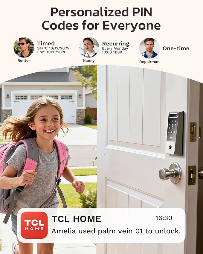 TCL D2 Pro Smart Lock with Palm Vein Recognition, 10000mAh Rechargeable Battery - Image 7