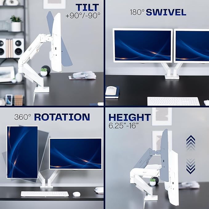 VIVO Dual Monitor up to 32 inches and 19.8 lbs per Screen, Mechanical Arm Desk - Image 8