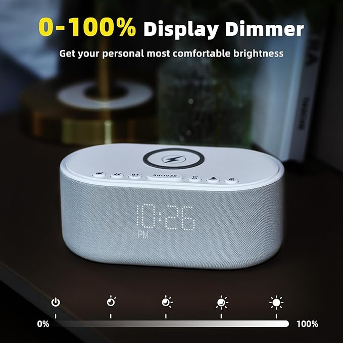 Sound Machine Alarm Clock Wireless Charger: Bluetooth 10W Stereo Sound Speaker - Image 8