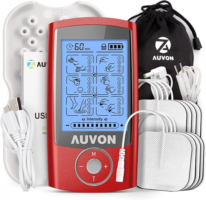 AUVON Rechargeable TENS Unit Muscle Stimulator, 24 Modes 4th Gen TENS Machine by AUVON
