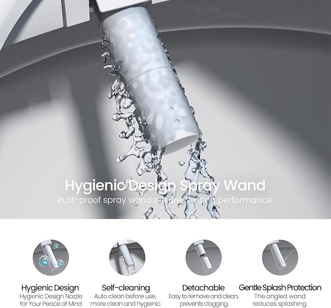 R&T V2601 Electric Bidet Seat For Elongated Toilet, Smart Toilet Seat - Image 5