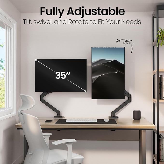 EVEO Premium Single Monitor Arm 14"–34", Adjustable Gas Spring Monitor Mount - Image 4
