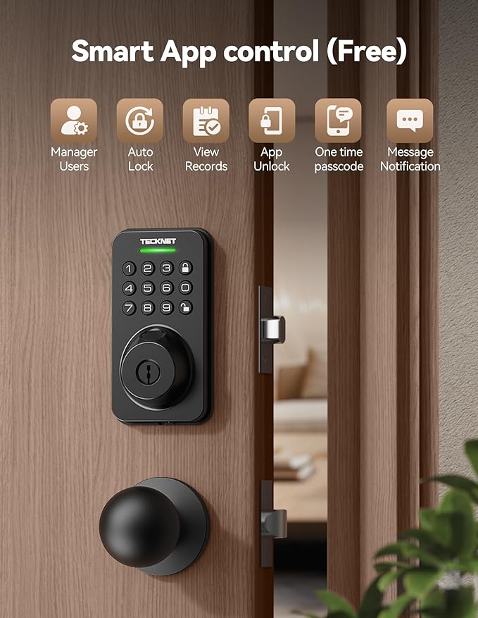 Keyless Entry Door Lock with Handle, Fingerprint Keypad Deadbolt with Handle Set - Image 3