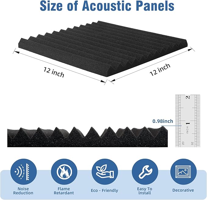 HWLIYUTAI 52 Pack Acoustic Panels 1 X 12 X 12 Inches - Image 3