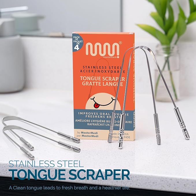 MasterMedi Tongue Cleaner Tongue Scraper Surgical Grade Stainless Steel Tongue - Image 4