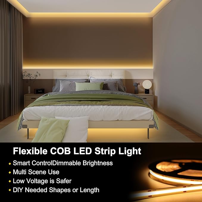 Pandery COB LED Strip Lights Warm White, 24V Dimmable led Light Strip KIT - Image 8