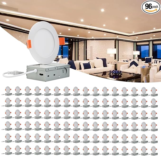 MKUJOO 96 Pack 6 Inch Ultra-Thin LED Recessed Ceiling Light by MKUJOO
