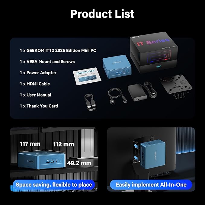 GEEKOM Mini PC IT12 with 12th Gen Intel i5-12450H Mini Computers, 16 RAM/512GB - Image 9