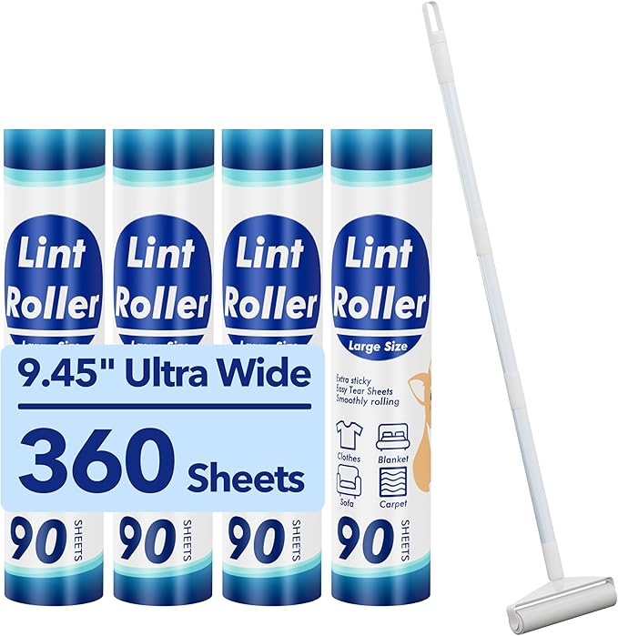 Large Lint Rollers for Carpet, 9.45'' Sticky Rollers for Floor by AlbatrossHealthNewEngland