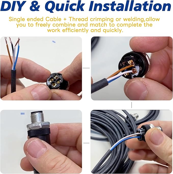 Lonlonty M8 Cable 3 Pin 6.5Ft/2M Female A Coding Circular Connector Cable - Image 4