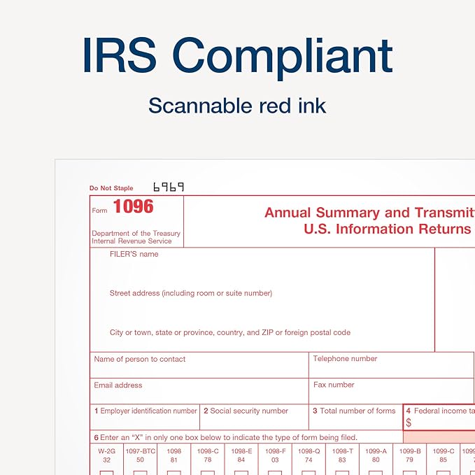 Adams 1096 Forms 2025, 1-Part Summary Transmittal Forms - Image 5
