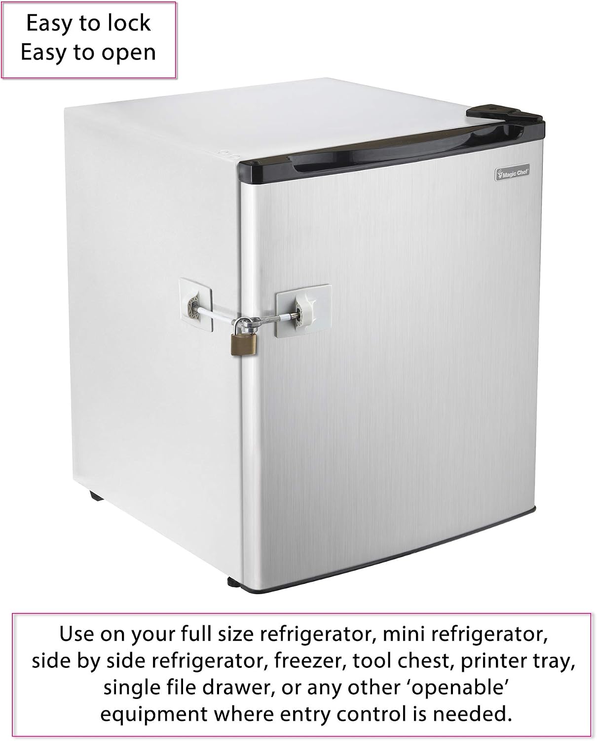 Refrigerator Door Lock with Padlock - White