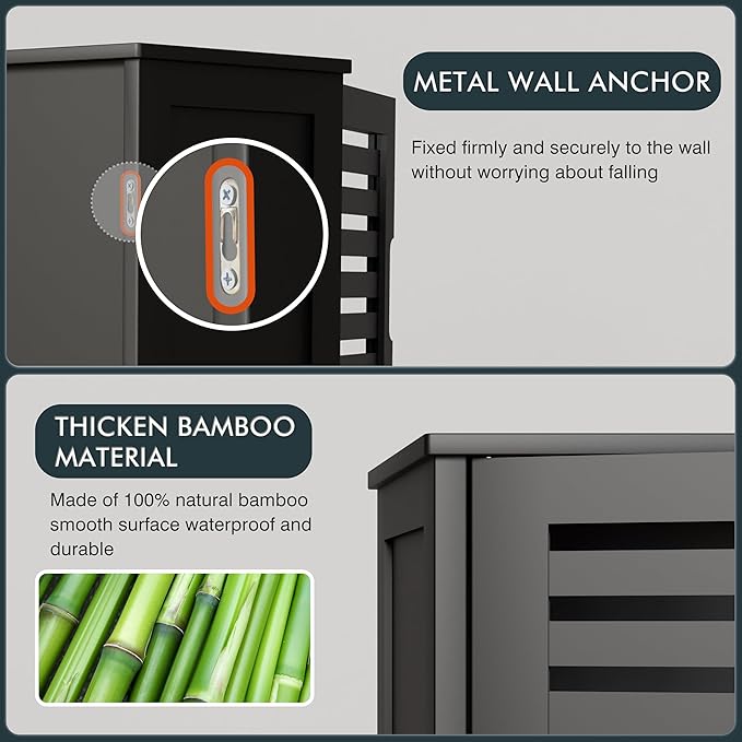 HITNET Black Bathroom Storage Cabinet, Hanging Medicine Cabinet - Image 9