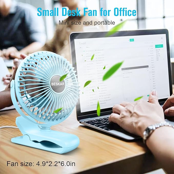 BESKAR Clip on Fan, Portable Small Desk Fans - Image 2