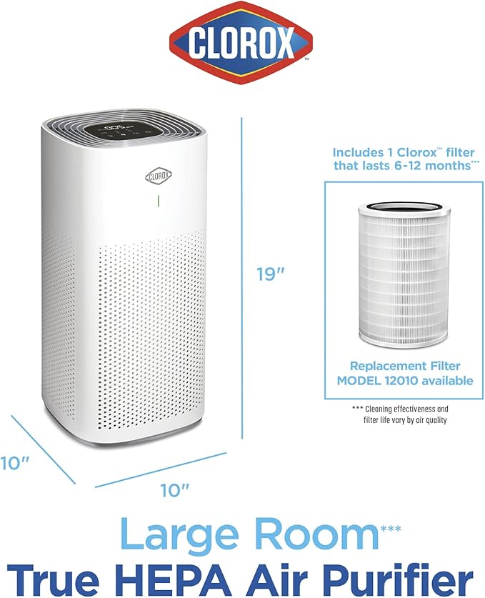 Clorox HEPA Air Purifiers for Home, True HEPA Filter, Large Rooms Up to 1 - Image 8