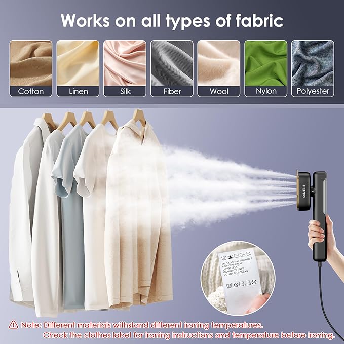 FEPPO Travel Steamer for Clothes, 110-240V Dual Voltage Portable Steamer & Iron - Image 5