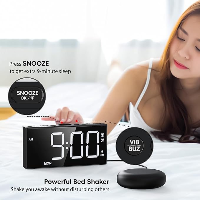 Mesqool Loud Alarm Clock for Heavy Sleeper, - Image 4