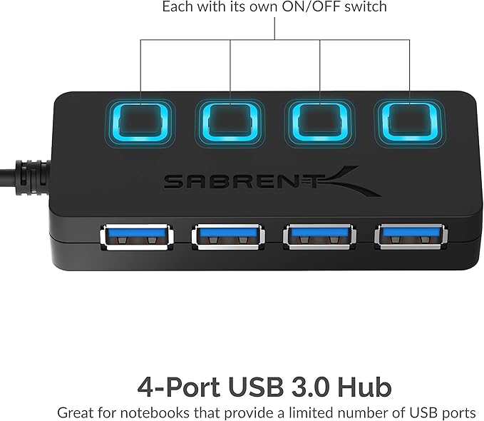 SABRENT 4-Port USB 3.0 Hub - Image 2