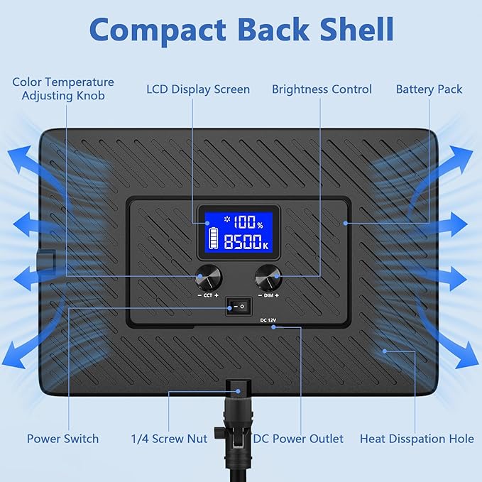 Led Video Light Panel Lighting Kit, QEUOOIY 2-Pack Bi-Color Photography Lighting - Image 3