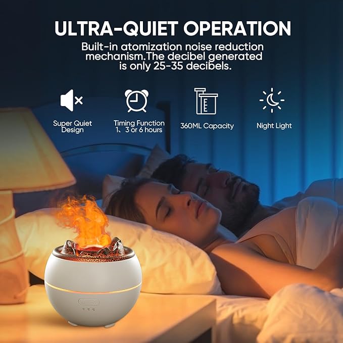Essential Oil Diffuser, Volcano Fire Flame Aromatherapy Diffuser, 360ml - Image 4