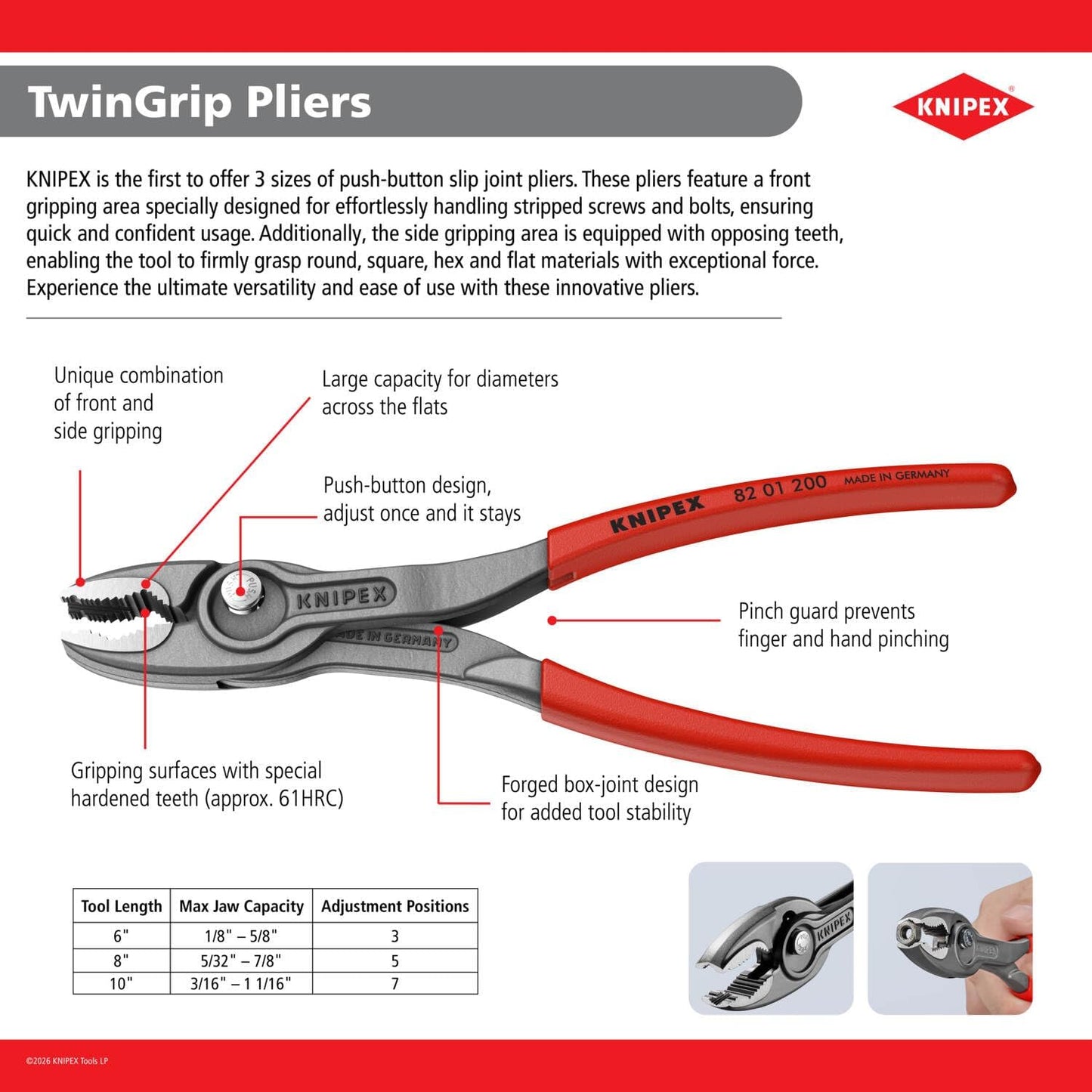 KNIPEX Tools 82 02 150 TwinGrip Pliers, 6"